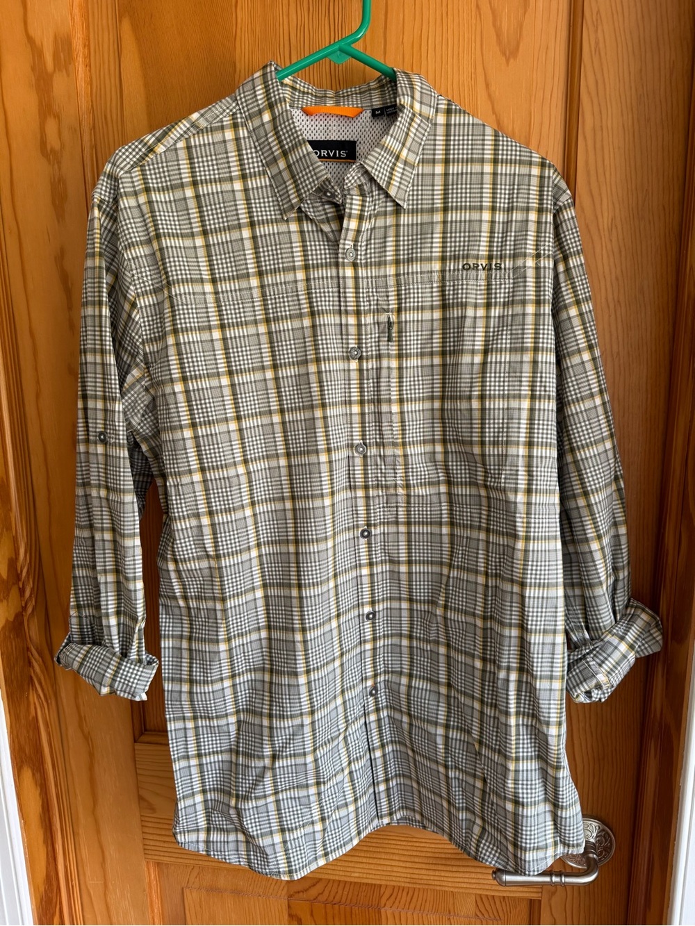 Orvis Men's Green Plaid Button-Down Shirt Size Medium